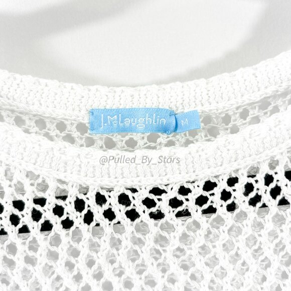 J. McLAUGHLIN White 3/4-Sleeve Open Knit Pullover Sweater Top - Size M - EUC - Picture 5 of 5